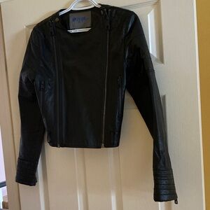 Genuine Leather Black cropped Moto Jacket - Women's